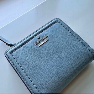 ✦ 𝗖𝗢𝗠𝗜𝗡𝗚 𝗦𝗢𝗢𝗡 ✦
 Kate Spade Dusty Blue Pebbled Leather Trifold Wallet